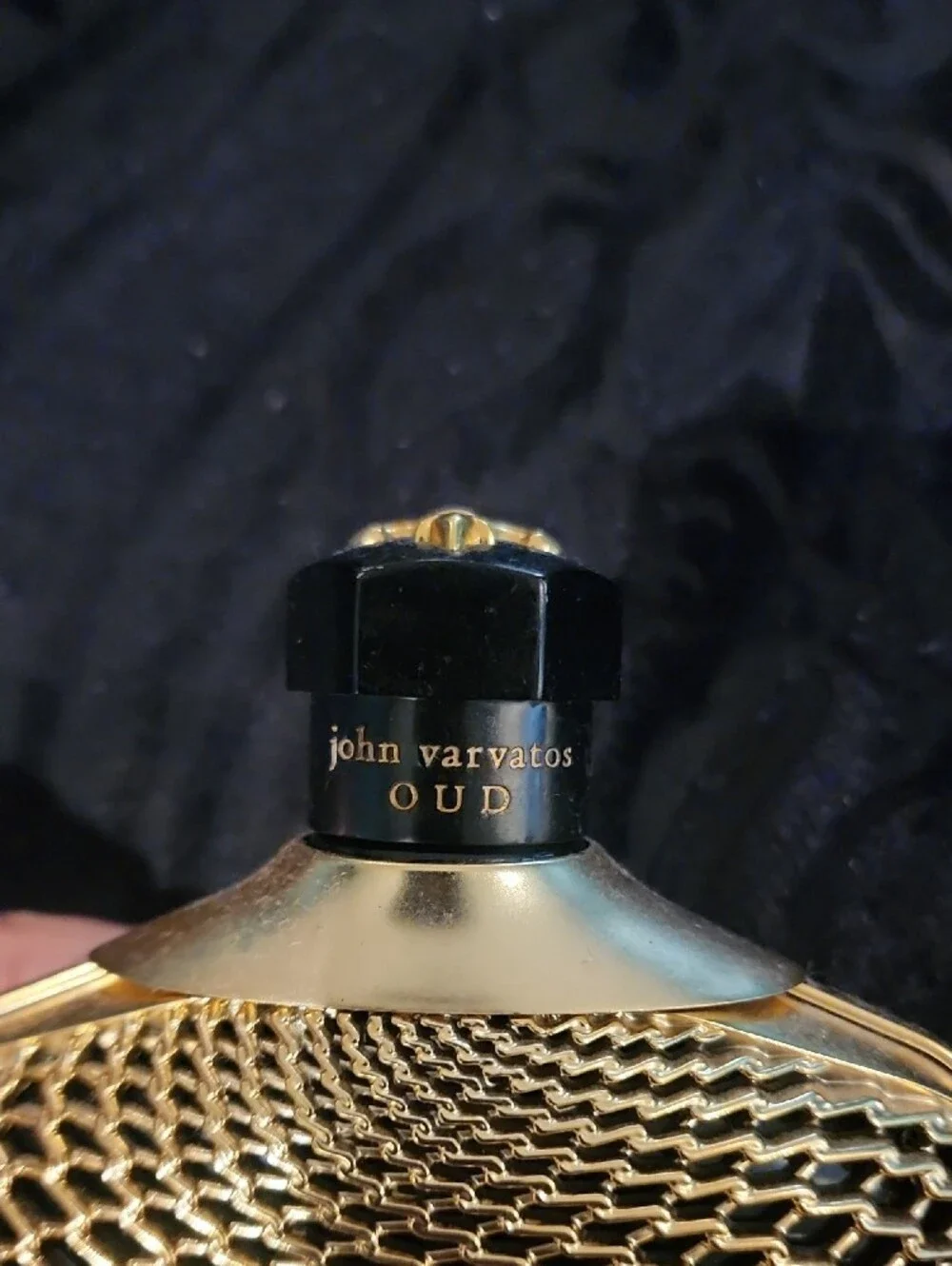 John Varvatos OUD Gold and Black Honeycomb Bottle